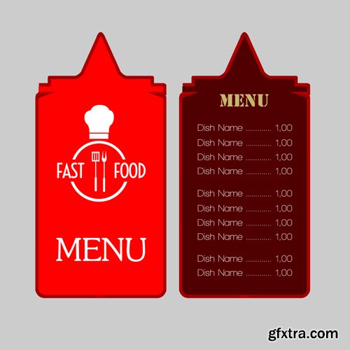 Set of colored menu designs, vector illustration