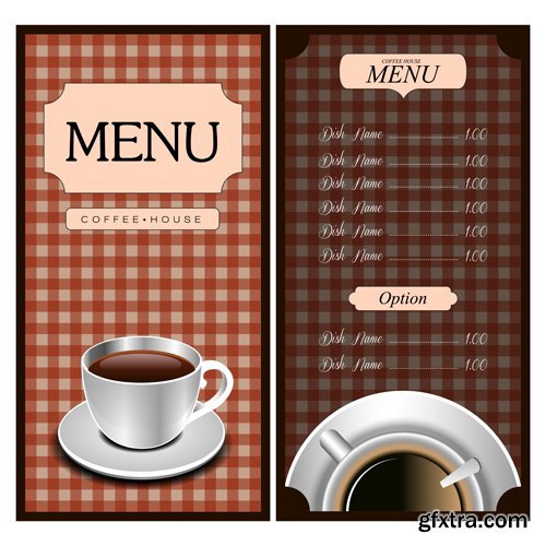 Set of colored menu designs, vector illustration