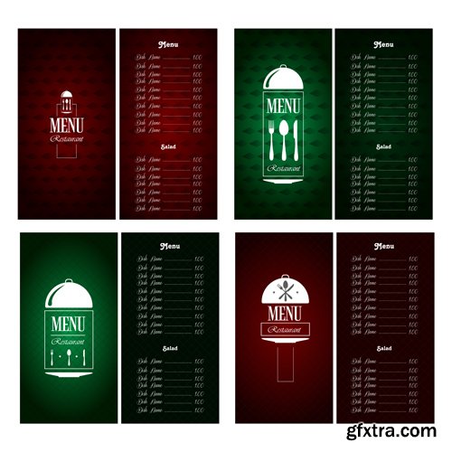 Set of colored menu designs, vector illustration