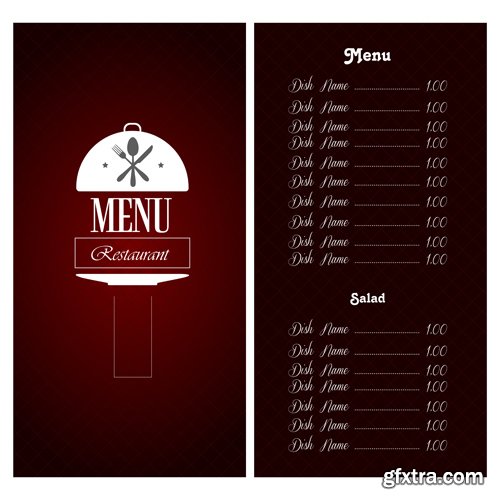 Set of colored menu designs, vector illustration