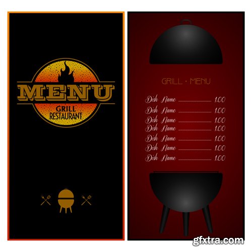 Set of colored menu designs, vector illustration