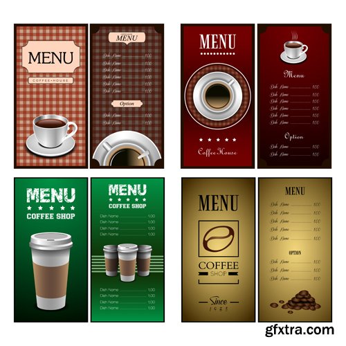 Set of colored menu designs, vector illustration