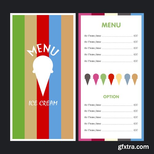 Set of colored menu designs, vector illustration