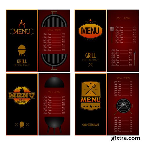 Set of colored menu designs, vector illustration