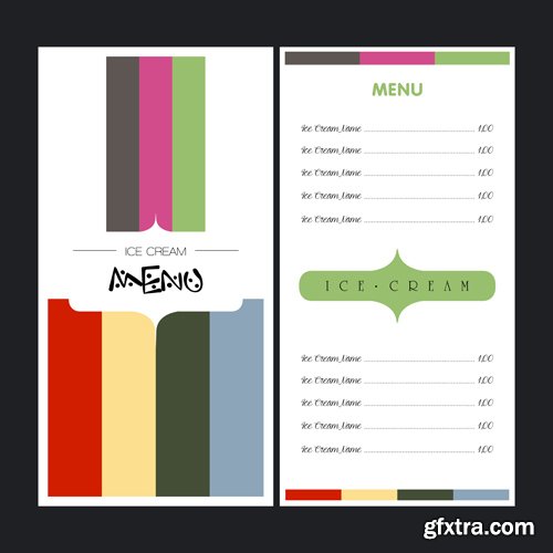 Set of colored menu designs, vector illustration