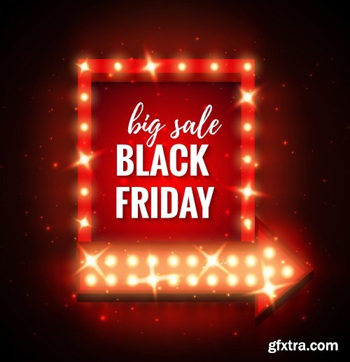 Black friday sale design elements, inscription, labels, stickers, vector set