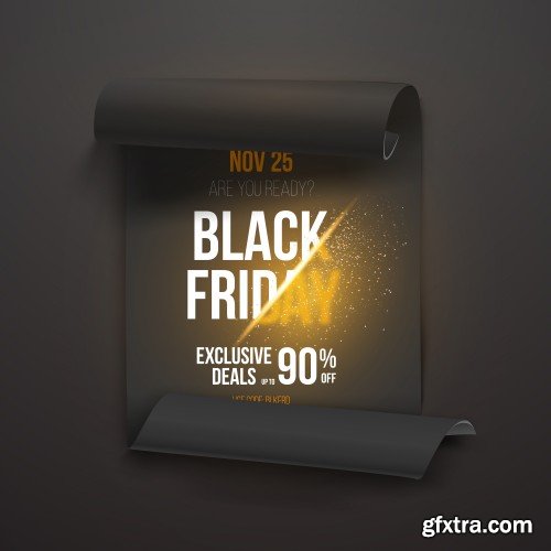 Black friday sale design elements, inscription, labels, stickers, vector set