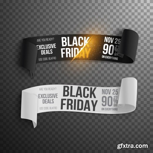 Black friday sale design elements, inscription, labels, stickers, vector set