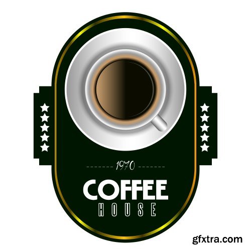 Set of coffee labels on a white background, vector illustration