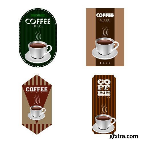 Set of coffee labels on a white background, vector illustration