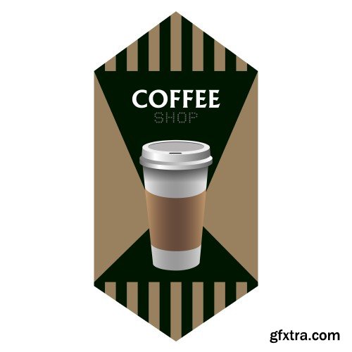 Set of coffee labels on a white background, vector illustration