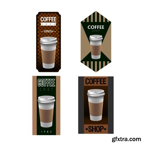 Set of coffee labels on a white background, vector illustration