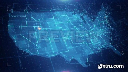 USA Map Connection 4K - Stock Motion Graphics