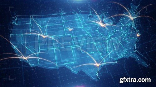 USA Map Connection 4K - Stock Motion Graphics