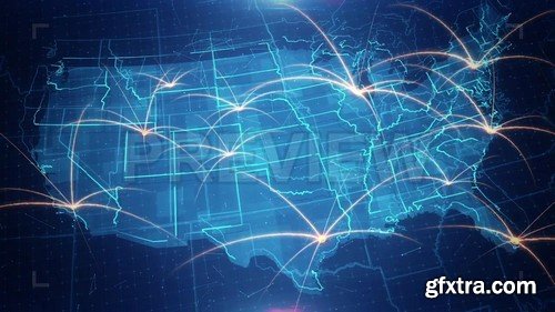 USA Map Connection 4K - Stock Motion Graphics