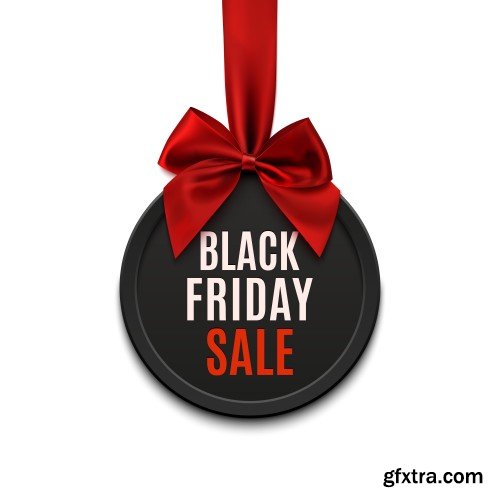 Set of black friday banners and price tags isolated on white background, vector illustration