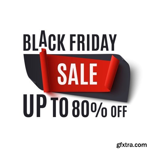 Set of black friday banners and price tags isolated on white background, vector illustration