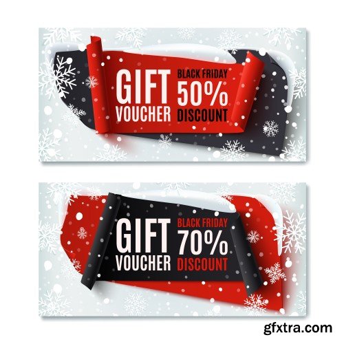 Set of black friday banners and price tags isolated on white background, vector illustration