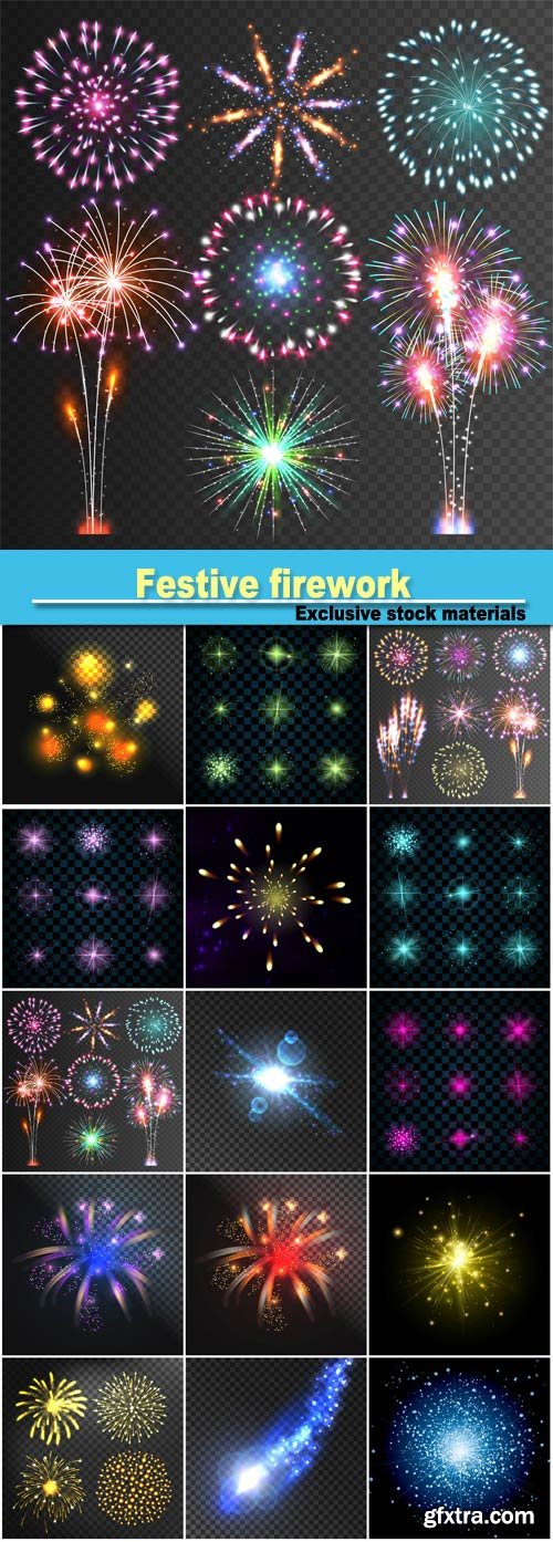 Festive firework, abstract vector isolated pictograms