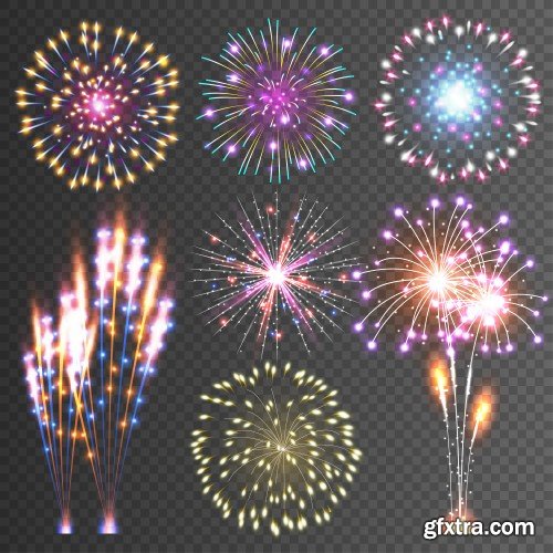 Festive firework, abstract vector isolated pictograms