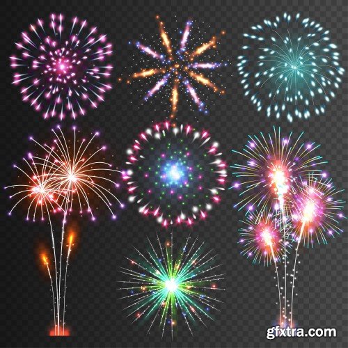 Festive firework, abstract vector isolated pictograms