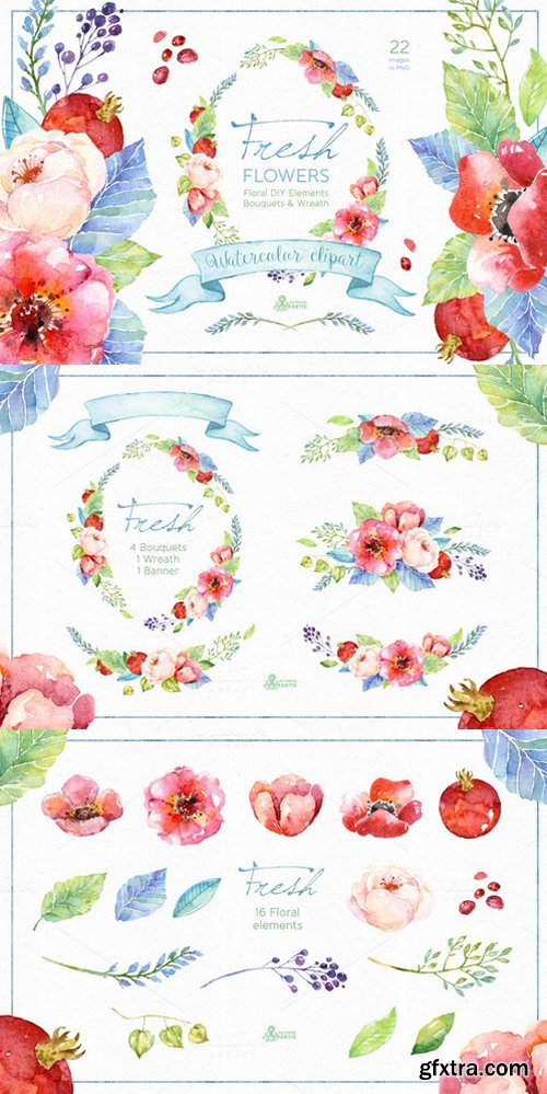 CM - Fresh Flowers watercolor Pack 251931