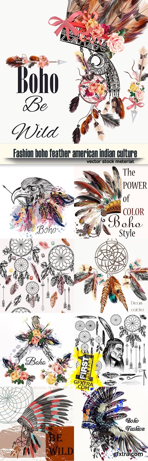 Fashion boho feather american indian culture