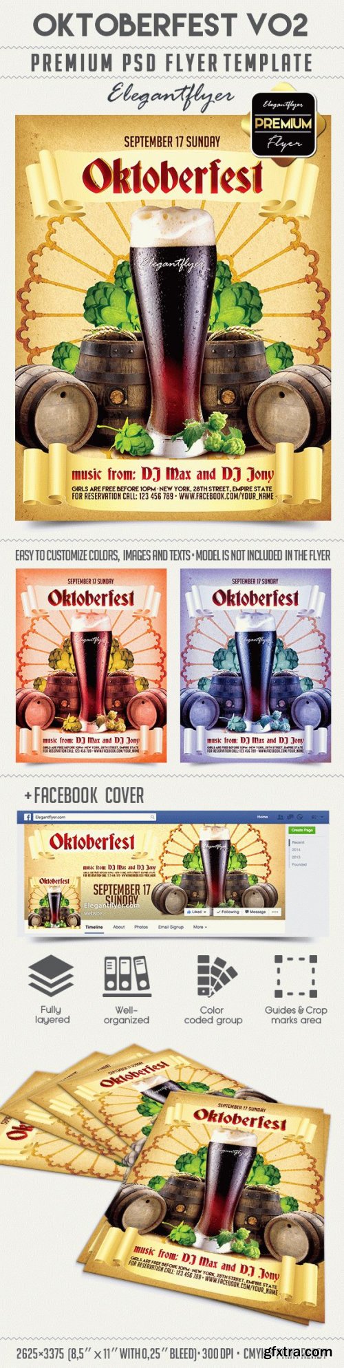 Oktoberfest Flyer PSD V11Template + Facebook Cover