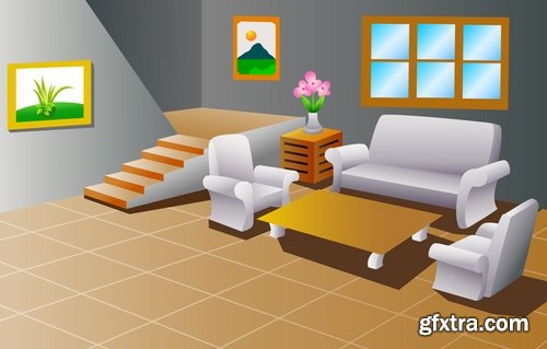 Collection sofa bed chair vector image 25 EPS