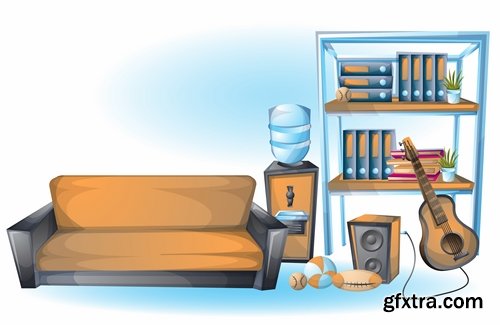 Collection sofa bed chair vector image 25 EPS