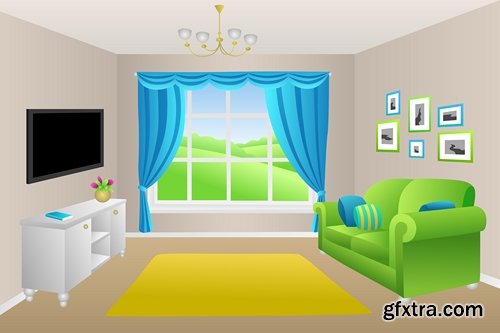 Collection sofa bed chair vector image 25 EPS