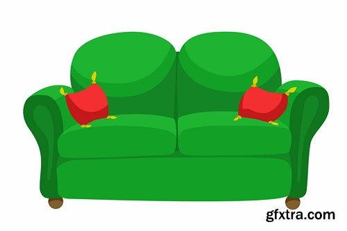 Collection sofa bed chair vector image 25 EPS