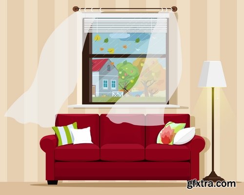 Collection sofa bed chair vector image 25 EPS