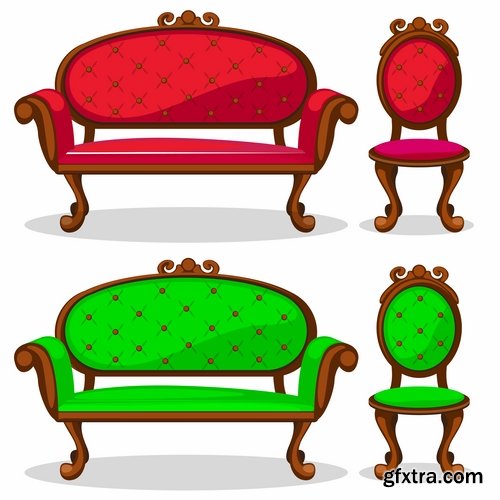 Collection sofa bed chair vector image 25 EPS