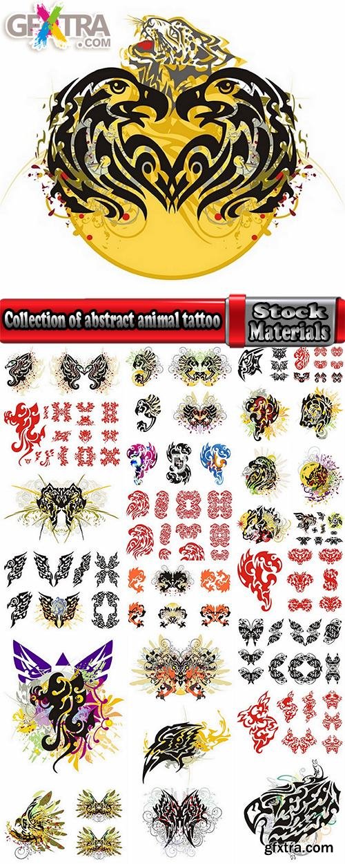 Collection of abstract animal tattoo airbrush vector image 25 EPS