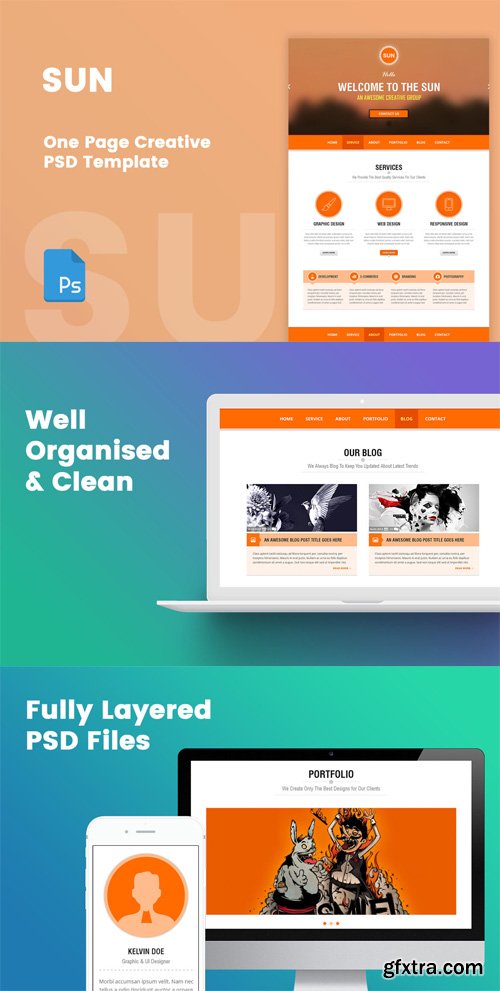 SUN - One Page Creative Portfolio PSD Template