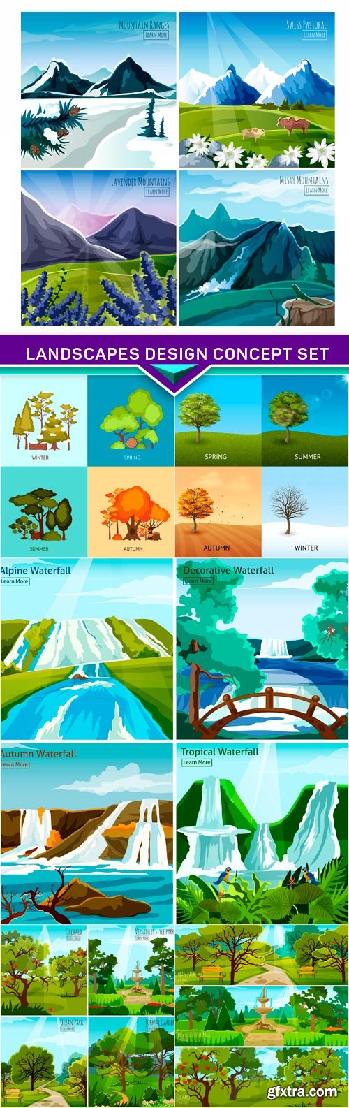 landscapes design concept set 6X EPS