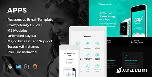 ThemeForest - Apps v1.0 - Responsive Email Template + Online Editor - 16356024