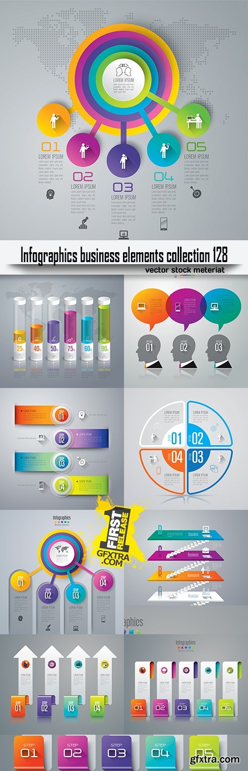 Infographics business elements collection 128