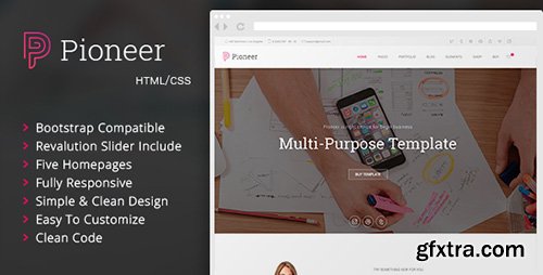 ThemeForest - Pioneer v1.0.1 - Multi-Purpose HTML 5 / CSS 3 Corporate Template - 16029242