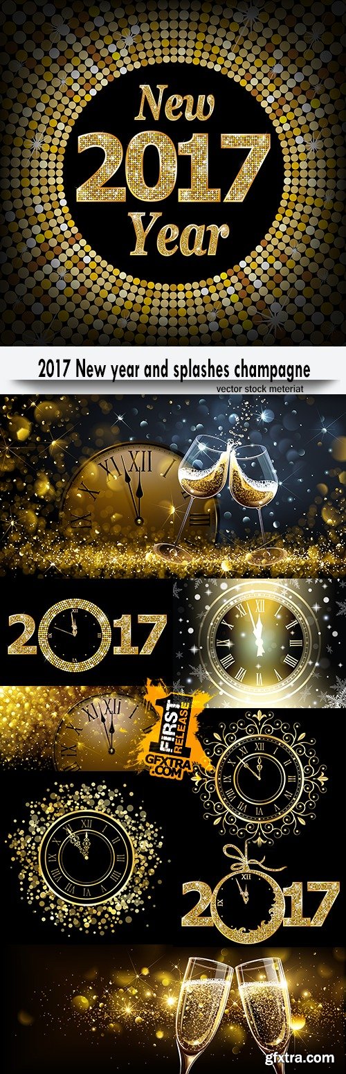 2017 New year and splashes champagne