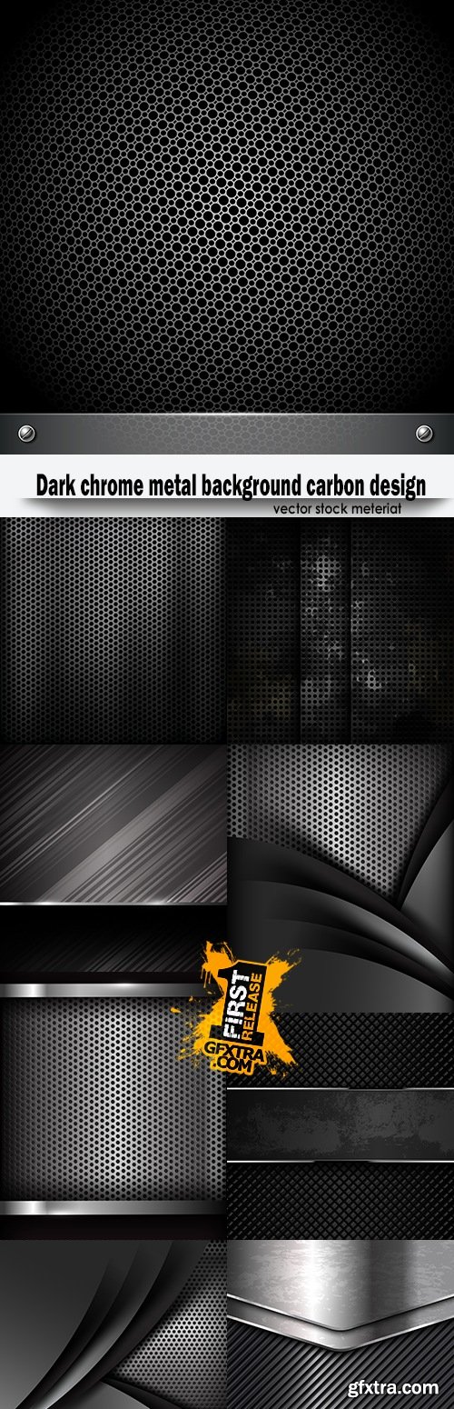 Dark chrome metal background carbon design