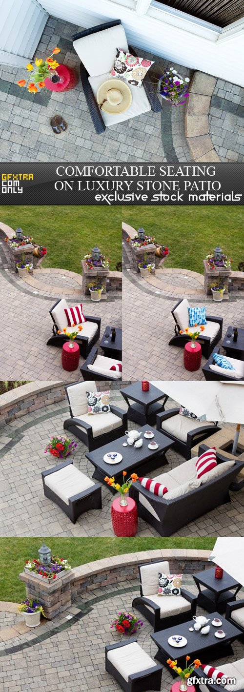 Comfortable Seating on Luxury Stone Patio - 5 UHQ JPEG