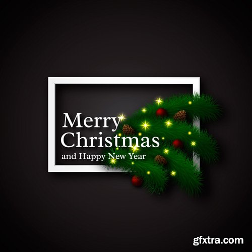 Merry Christmas greeting colorful vector illustration, New year background