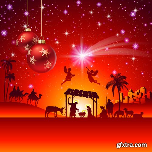 Merry Christmas greeting colorful vector illustration, New year background