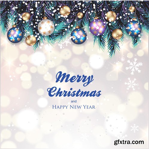 Merry Christmas greeting colorful vector illustration, New year background