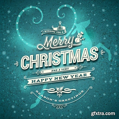 Merry Christmas greeting colorful vector illustration, New year background