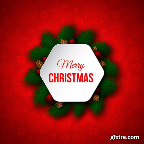 Merry Christmas greeting colorful vector illustration, New year background