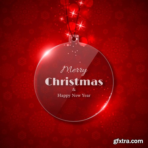 Merry Christmas greeting colorful vector illustration, New year background