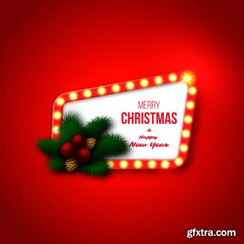 Merry Christmas greeting colorful vector illustration, New year background